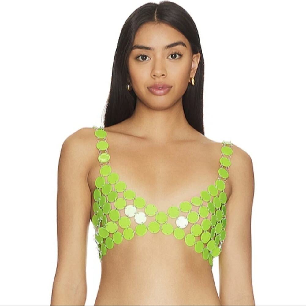 h:ours Diana Top in Neon Green